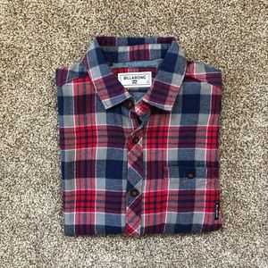 NWT Boys Billabong Plaid Flannel Button Up Shirt